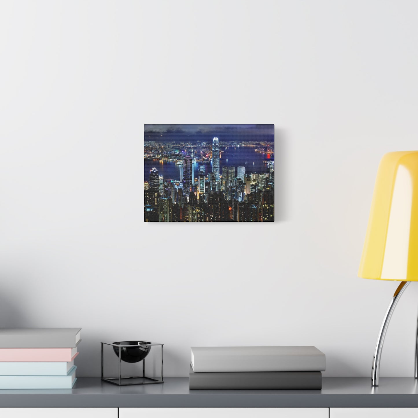 Hong Kong Nightscape Canvas Wall Art – Modern Cityscape Decor