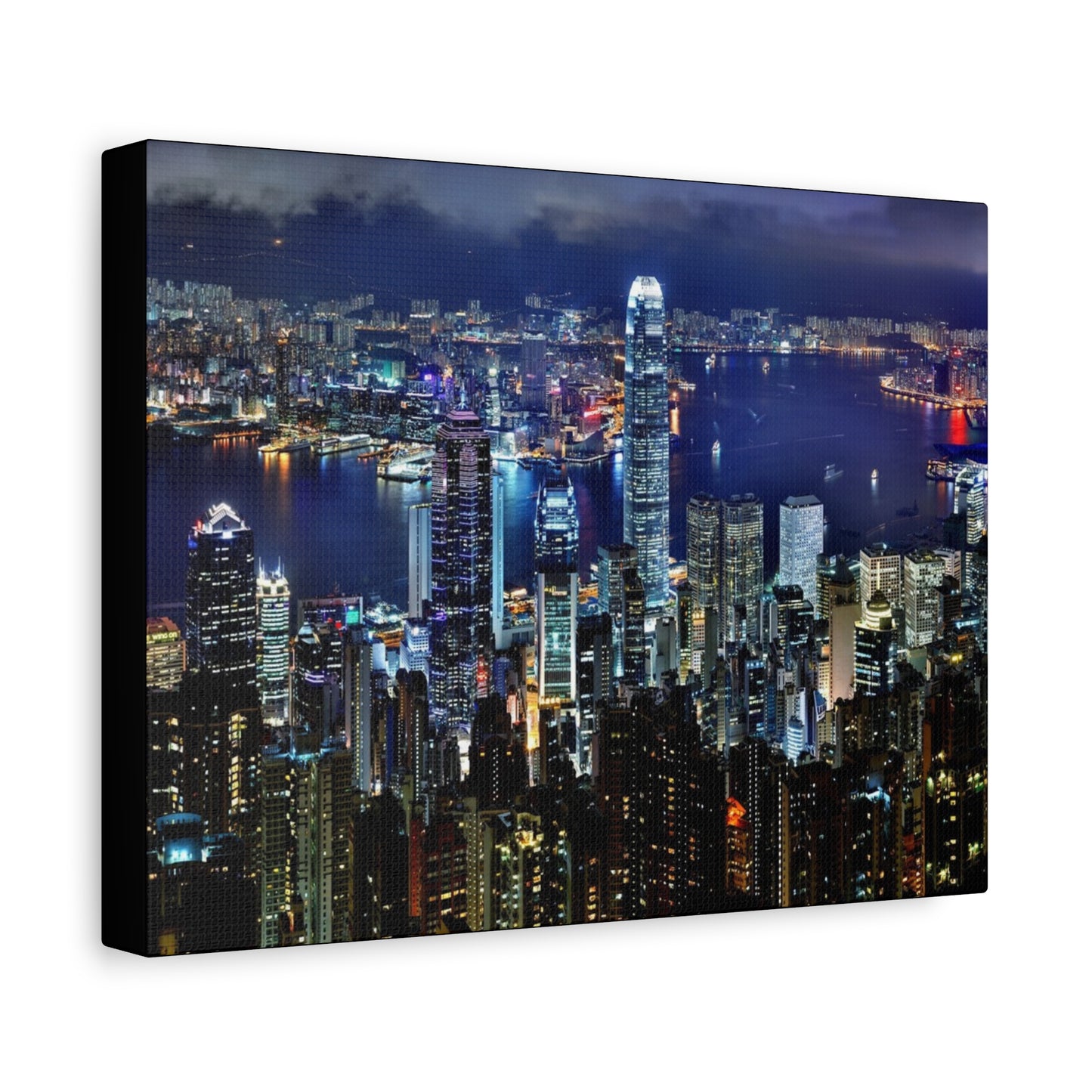 Hong Kong Nightscape Canvas Wall Art – Modern Cityscape Decor